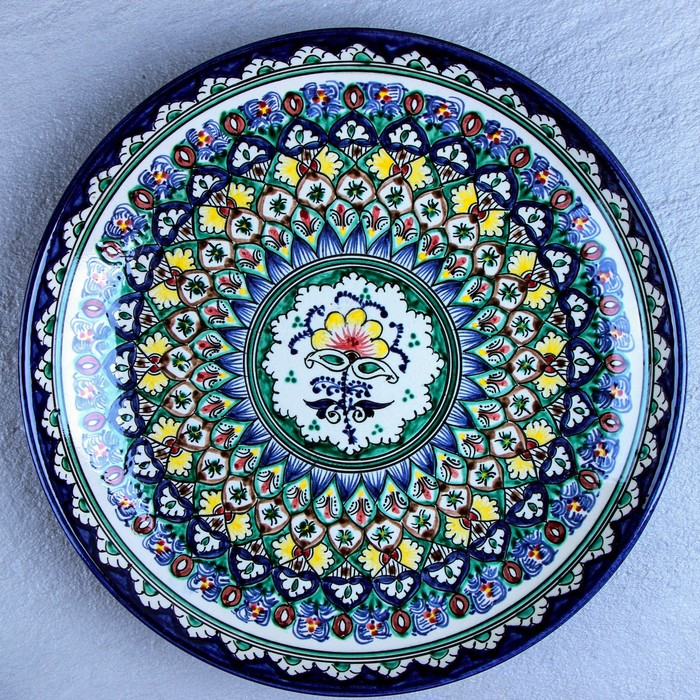 Ляган Риштанская Керамика Ляган Риштанская Керамика "Узоры", 32 см, синий