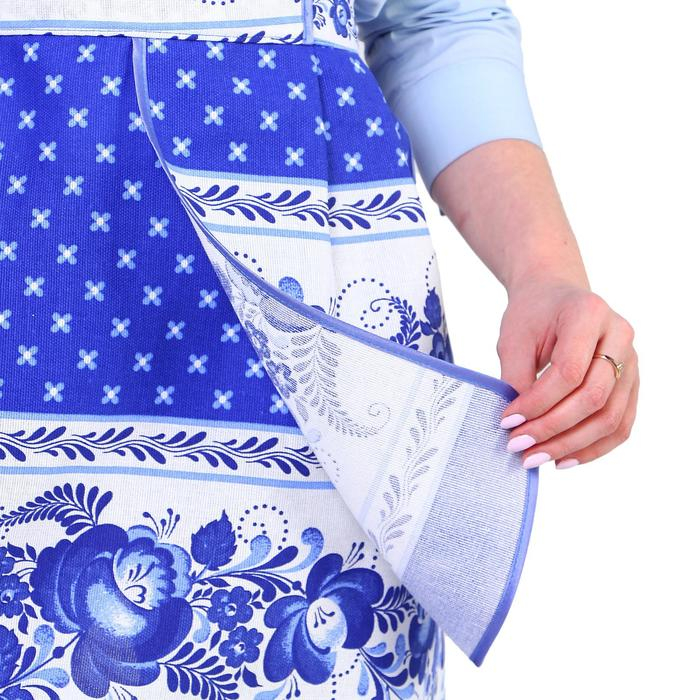Фартук &laquo;Гжель&raquo;, сувенирный, с карманом и полотенцем
