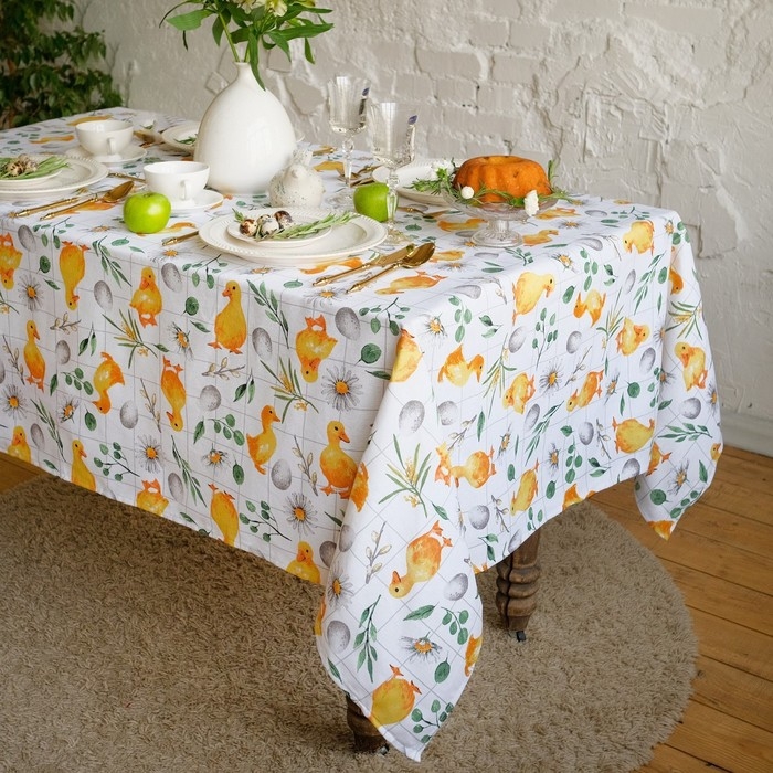 Скатерть Доляна Duckling 149х250 см, 100% хлопок, рогожка 164 г/м2 Скатерть Доляна Duckling 149х250 см, 100% хлопок, рогожка 164 г/м2