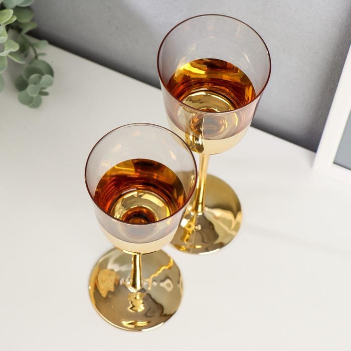 Подсвечник стекло набор 2 шт Подсвечник стекло набор 2 шт "Романтика свечей" золото высота 23 см, 20 см