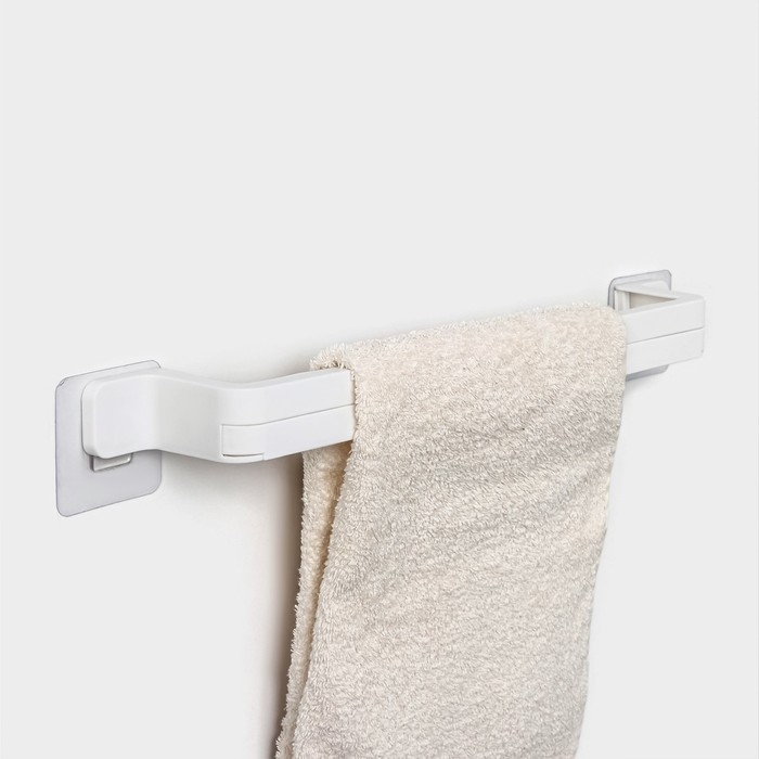 Держатель для полотенец на липучке Доляна, 53 см, цвет белый