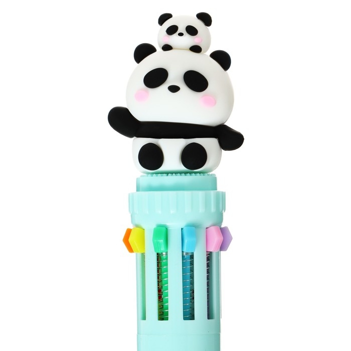 Ручка шариковая автоматическая 10-ти цветная, стержень 0,7 мм, Ручка шариковая автоматическая 10-ти цветная, стержень 0,7 мм, "Панда", МИКС