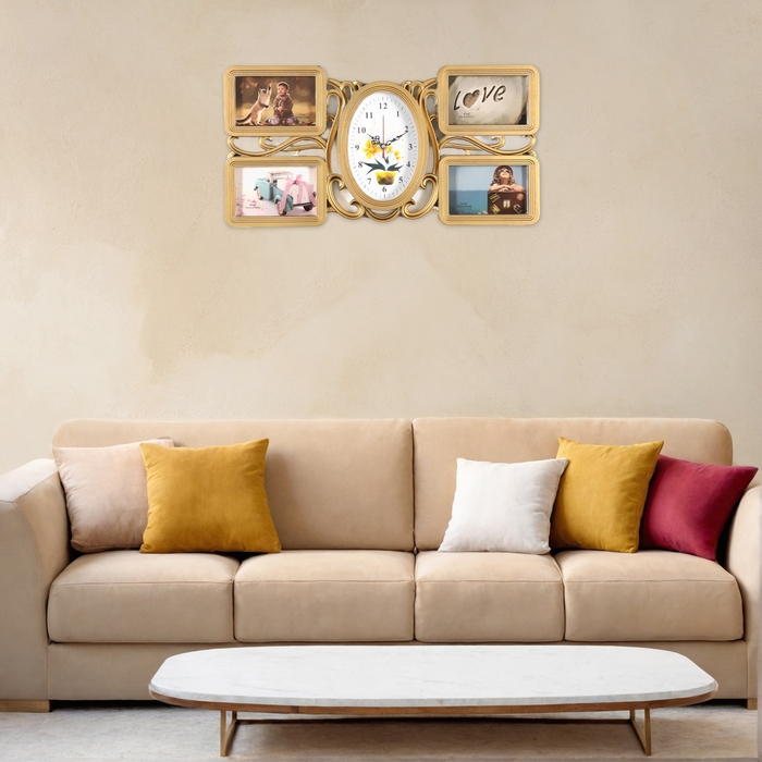 Часы настенные интерьерные, фоторамка - коллаж "Любовь", 50 х 25 см, циферблат 20.7 х 15 см