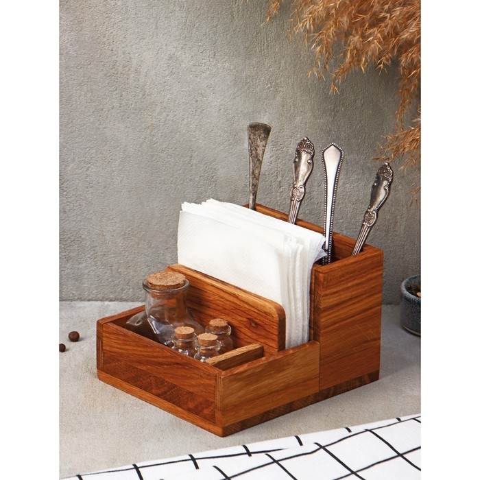 Подставка - салфетница Adelica, 15×17×11 см, дуб Подставка - салфетница Adelica, 15×17×11 см, дуб