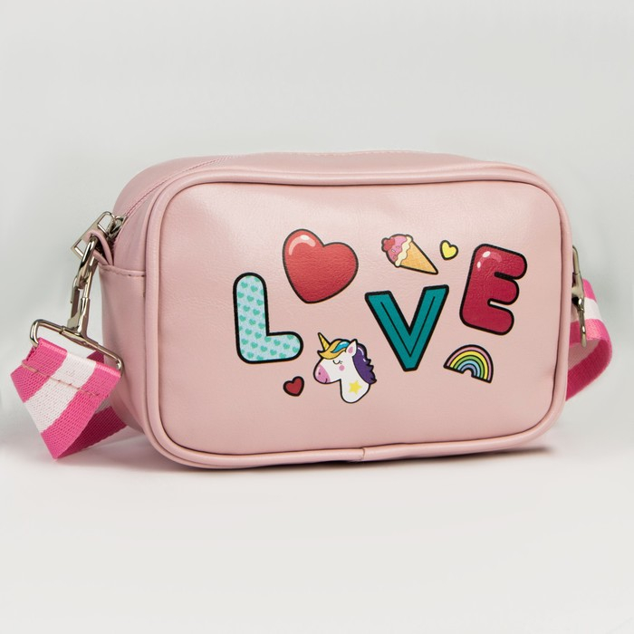 Сумка детская для девочки Love на молнии, цвет розовая Сумка детская для девочки Love на молнии, цвет розовая
