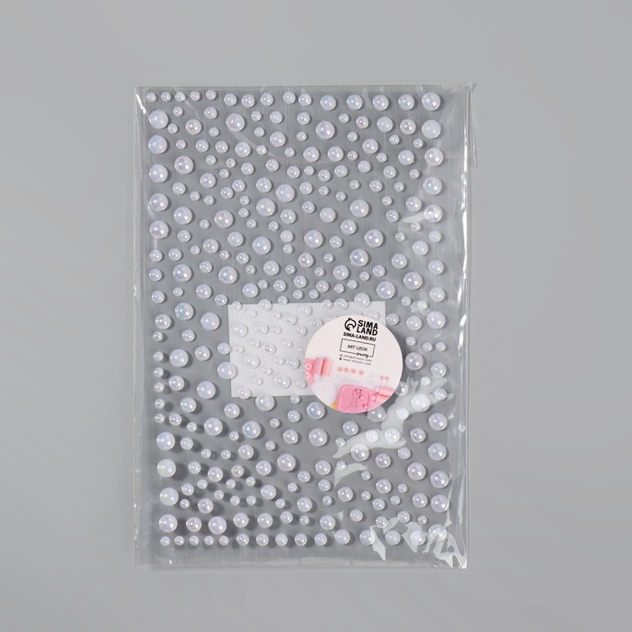 Жемчуг самоклеящийся «Ассорти», с голографией, 325 шт на листе, цвет белый Жемчуг самоклеящийся «Ассорти», с голографией, 325 шт на листе, цвет белый