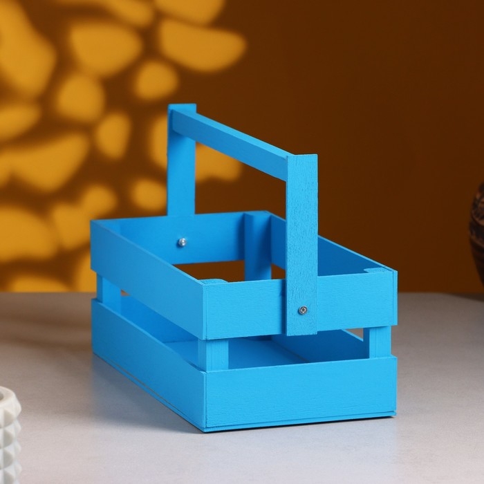 Кашпо деревянное 24.5&times;13.5&times;9 см "Двушка Лайт", двухреечное, голубой Дарим Красиво