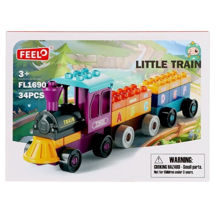 Конструктор ЖД &laquo;Поезд алфавит&raquo;, 34 детали
