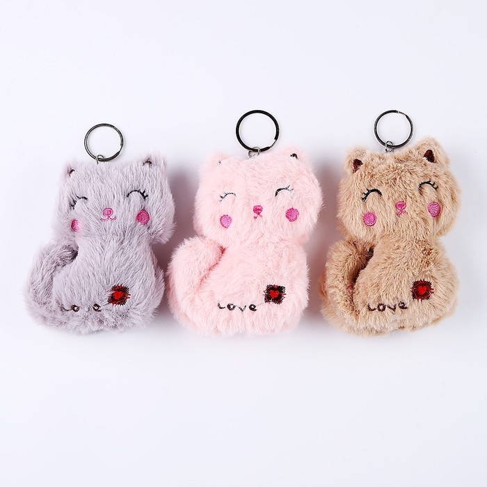 Мягкая игрушка «Кошечка Love», на брелоке, 12 см, цвета МИКС Мягкая игрушка «Кошечка Love», на брелоке, 12 см, цвета МИКС