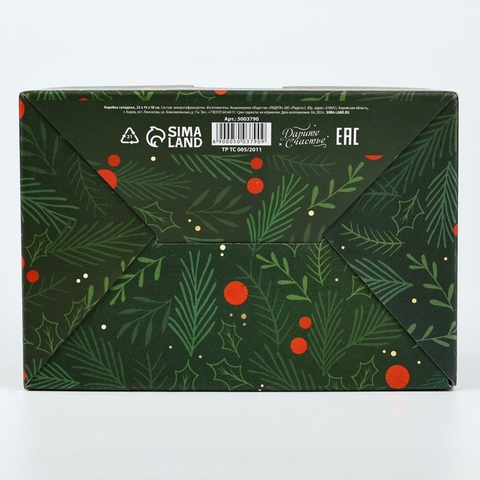 Коробка подарочная новогодняя складная «С новым годом», 22 х 15 х 10 см, Новый год Коробка подарочная новогодняя складная «С новым годом», 22 х 15 х 10 см, Новый год