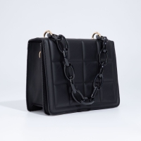 Сумка женская мессенджер из искусственной кожи с цепью, 14&times;20 см, цвет чёрный