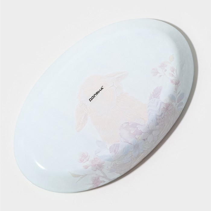 Блюдо стеклянное овальное Доляна &laquo;Кролик&raquo;, овальное, 24,5&times;15 см