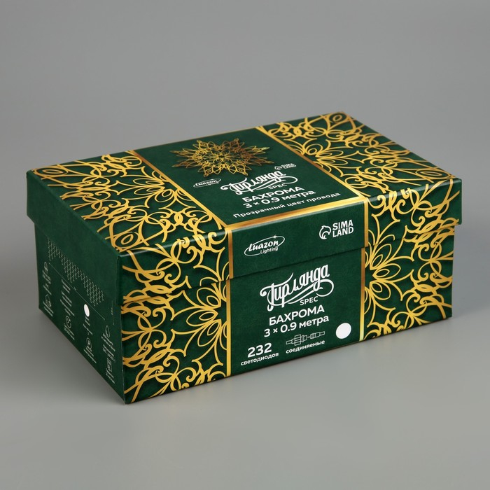 Гирлянда &laquo;Бахрома&raquo; 3 &times; 0.9 м, IP44, УМС, прозрачная нить, 232 LED, свечение белое, 220 В