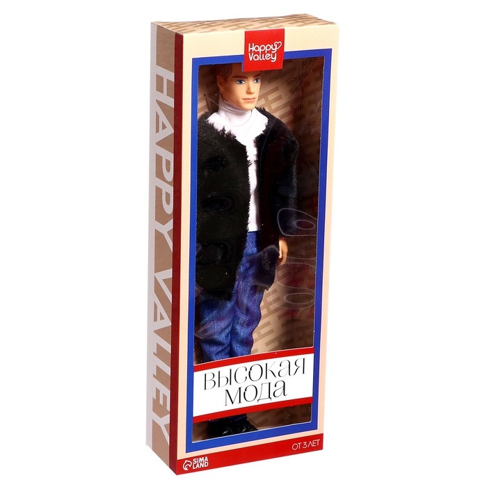 Кукла-модель &laquo;Высокая мода&raquo;, чёрный полушубок