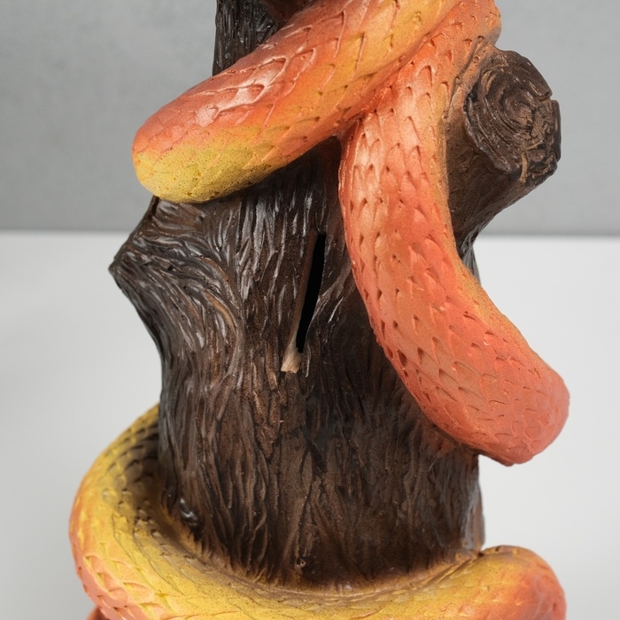 Новогодняя копилка "Змея на пеньке"  33 х 14 х 15 см, оранжевый