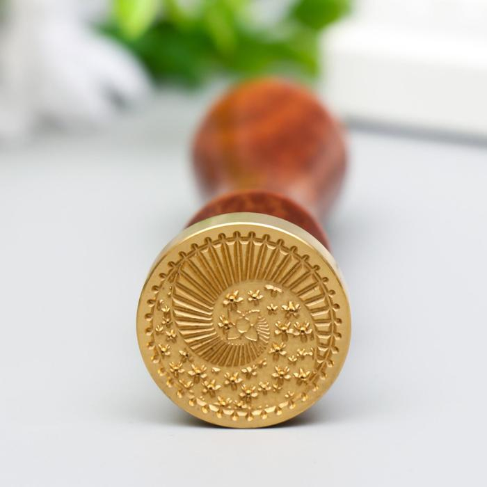 Печать для сургуча с деревянной ручкой Печать для сургуча с деревянной ручкой "Инь-ян - китайский зонтик" 9х3х3 см