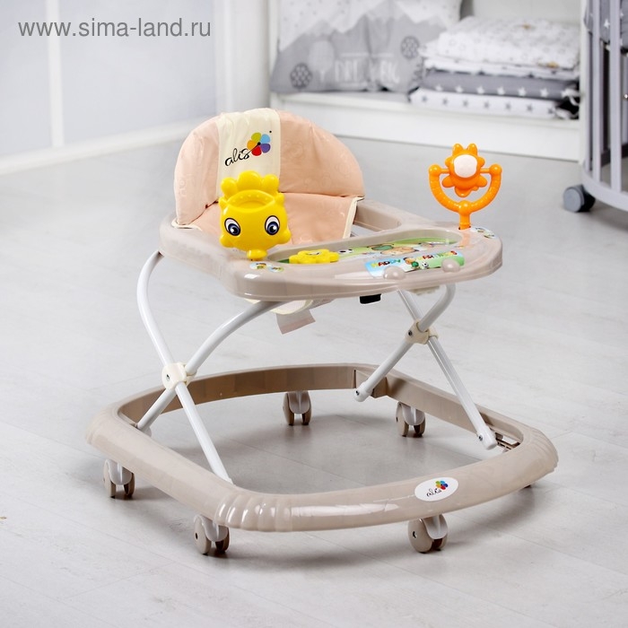 Ходунки &laquo;Солнышко&raquo;, 7 колес, муз. игрушки, светло-бежевый