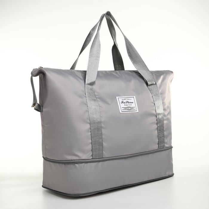 Сумка спортивная на молнии, с увеличением, наружный карман, цвет серый Сумка спортивная на молнии, с увеличением, наружный карман, цвет серый