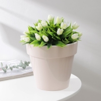 Кашпо для цветов со вставкой «Порто», 2,4 л, цвет жемчужный Кашпо для цветов со вставкой «Порто», 2,4 л, цвет жемчужный