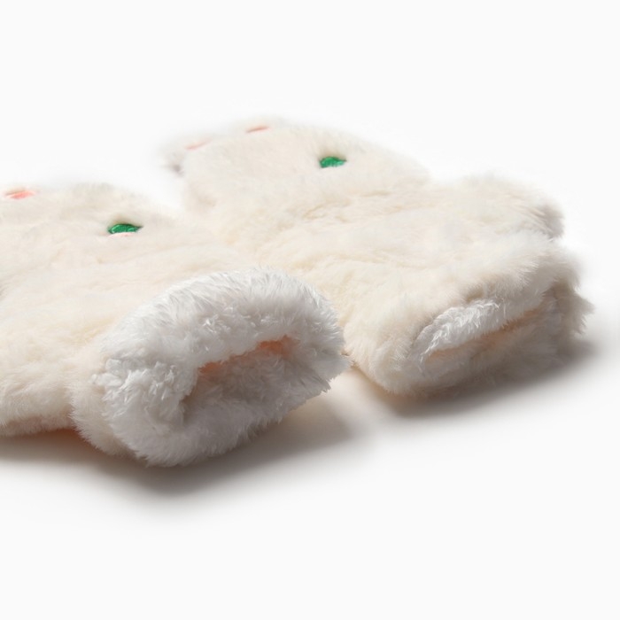 Варежки подростковые MINAKU Зайка 24 см цвет белый Варежки подростковые MINAKU Зайка 24 см цвет белый