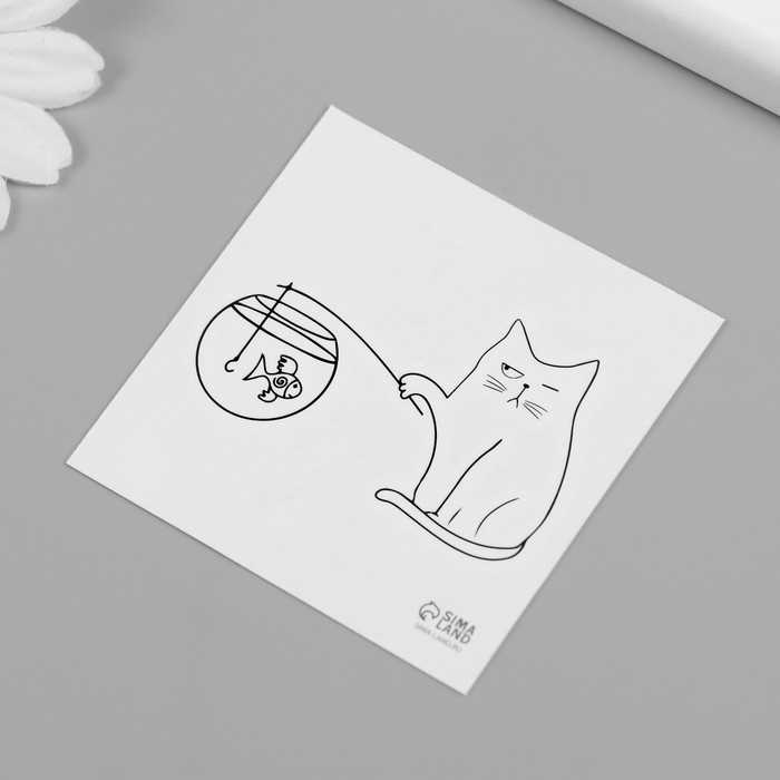 Татуировка на тело чёрная "Котики" набор 10 шт 6х6 см