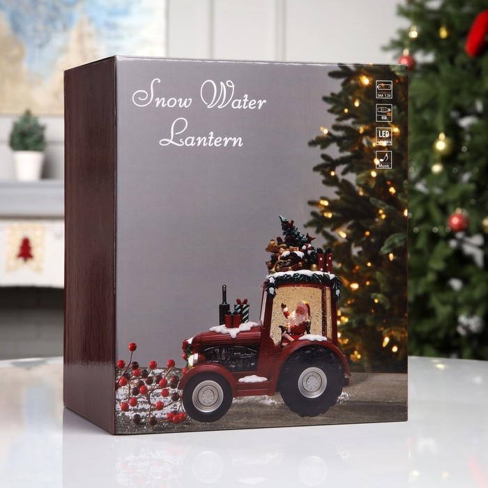 Фигура светодиодная &laquo;Праздничный трактор&raquo;, 25х13х21 см, музыка, батарейки ААх3 (не в комплекте), USB, свечение тёплое белое