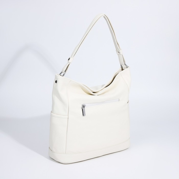 Сумка-тоут на молнии, 3 наружных кармана, цвет белый Сумка-тоут на молнии, 3 наружных кармана, цвет белый