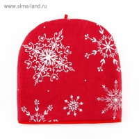 Новый год. Грелка на чайник &laquo;Белые снежинки&raquo; 28х28см, 100% хл., 164г/м2