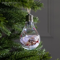 Ёлочный шар &laquo;Новый год&raquo;, батарейки, 5 LED, свечение белое