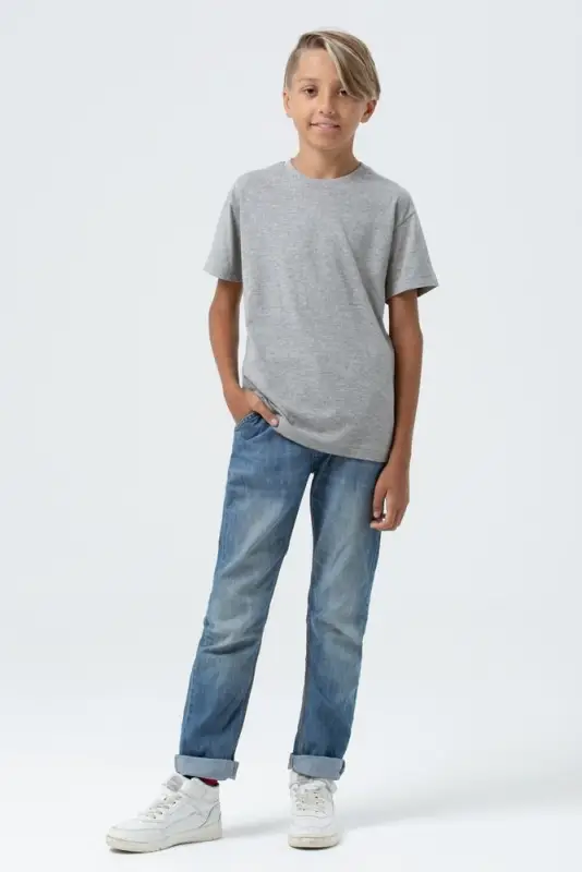 Футболка детская Regent Fit Kids, серый меланж, на рост 96-104 см (4 года)