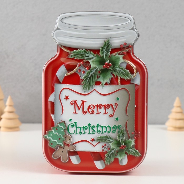 Шкатулка металл Шкатулка металл "Банка с леденцами" красная 15,5х10х5,5 см