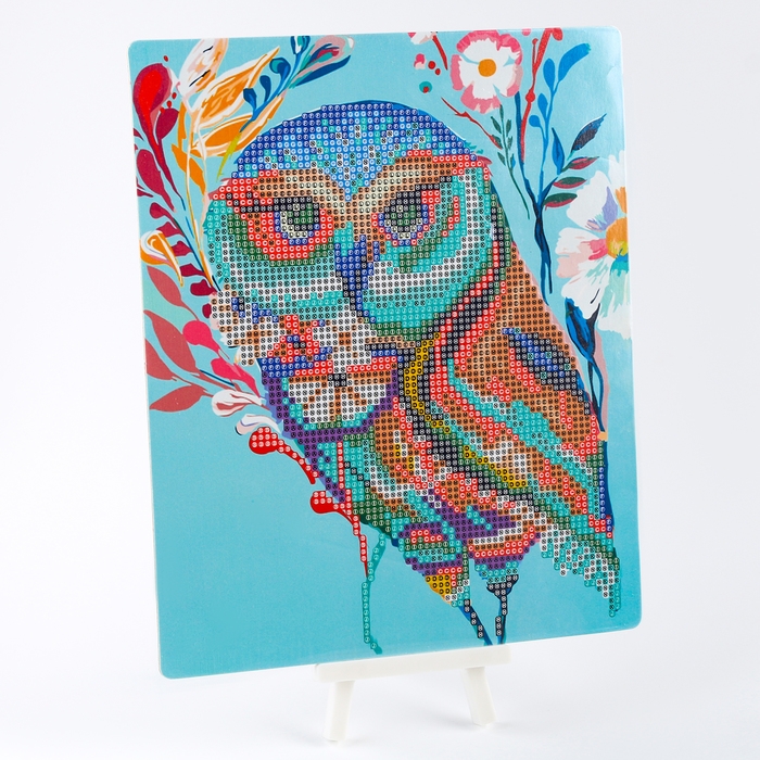 Алмазная вышивка &laquo;Сова-красавица&raquo;, с подставкой, с частичным заполнением