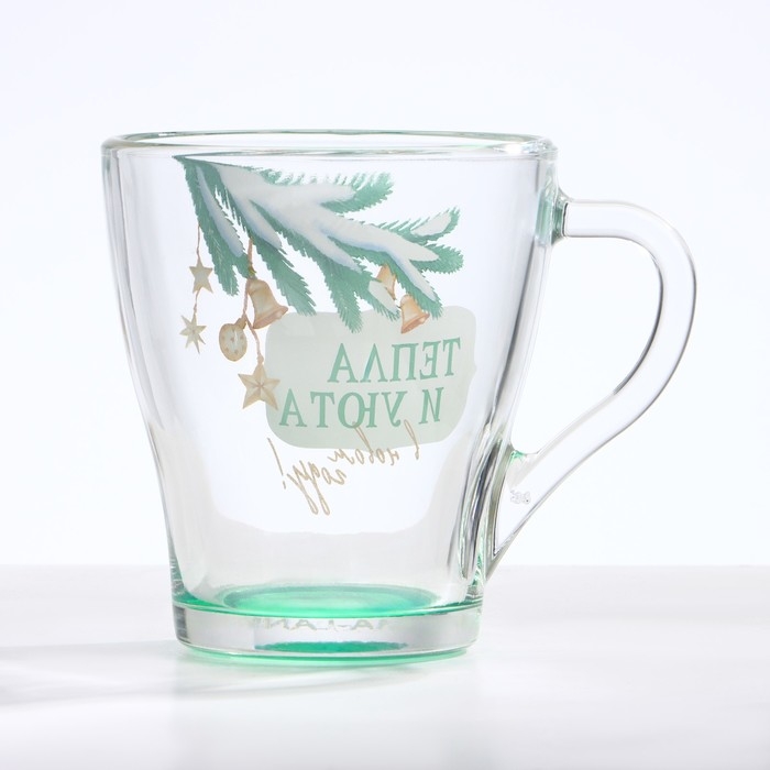Кружка стеклянная новогодняя Дорого внимание «Тепла», 300 мл Кружка стеклянная новогодняя Дорого внимание «Тепла», 300 мл