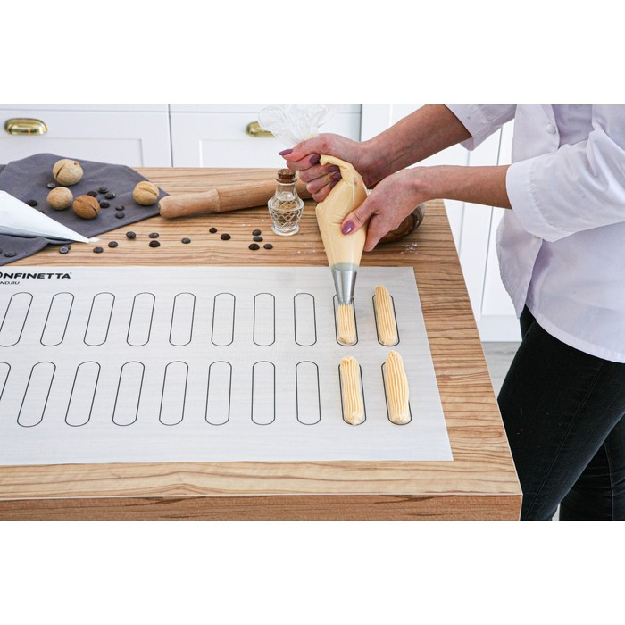 Армированный коврик для выпечки KONFINETTA &laquo;Эклер&raquo;, силикон, 40&times;60 см, 0,4 мм, цвет белый