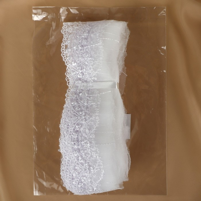 Кружево на сетке, 50 мм &times; 11 &plusmn; 1 м, цвет белый