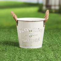 Кашпо "Ведерко цветочный сад" белое, 13х13х12см Кашпо "Ведерко цветочный сад" белое, 13х13х12см