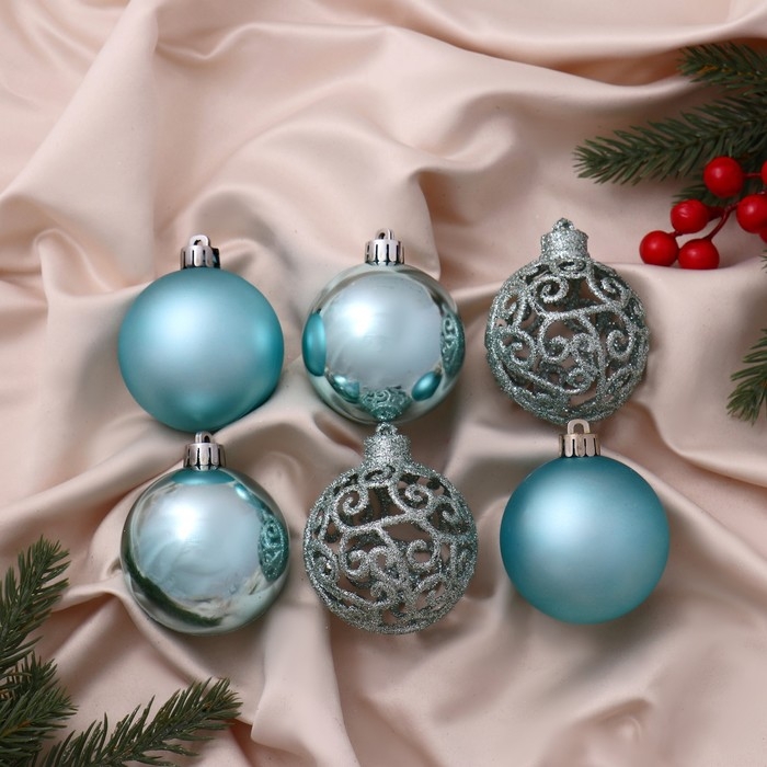 Набор шаров пластик d-6 см, 6 шт Набор шаров пластик d-6 см, 6 шт "Николь узоры"