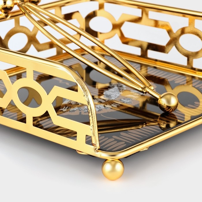 Салфетница &laquo;Веер&raquo;, 15&times;15&times;6, цвет золотой