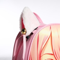 Рюкзак школьный текстильный с ушками на заколках &laquo;Аниме&raquo;, 27х23 см, розовый цвет