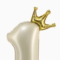 Шар фольгированный 42" «Цифра 1 с короной» на подставке, цвет взбитые сливки Шар фольгированный 42" «Цифра 1 с короной» на подставке, цвет взбитые сливки