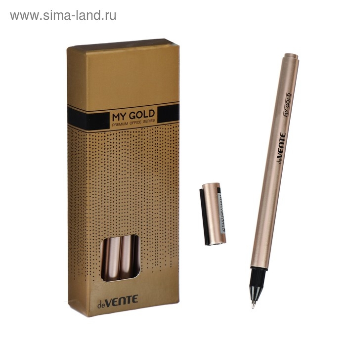 Ручка шариковая deVENTE My Gold 0,7 мм, ультрагладкое письмо, синие чернила, масляная основа, золотой корпус Ручка шариковая deVENTE My Gold 0,7 мм, ультрагладкое письмо, синие чернила, масляная основа, золотой корпус