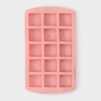 Форма для льда Доляна &laquo;Кьюб&raquo;, силикон, 20&times;11,5&times;1,5 см, 15 ячеек, цвет розовый