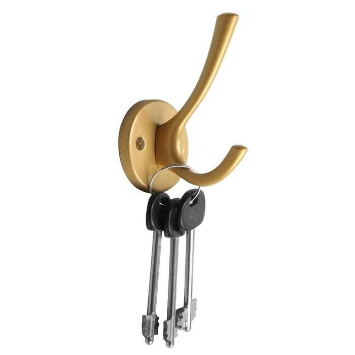 Крючок мебельный CAPPIO SIMPLE, двухрожковый, матовое золото