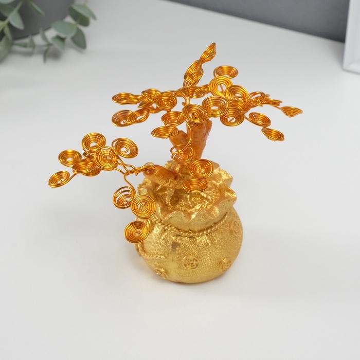 Сувенир полистоун, металл Сувенир полистоун, металл "Дерево жизни в мешке" 6х17х17 см