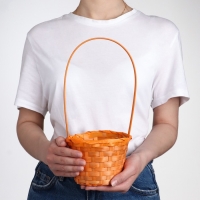 Корзина плетёная, бамбук, оранжевая, средняя Корзина плетёная, бамбук, оранжевая, средняя