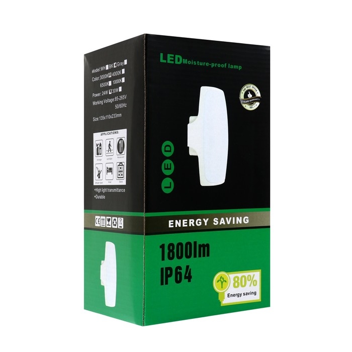 Светильник фасадный «Лайтвей», FSD-077, 24 Вт, 3000K, IP65, 220 В, пластик, черный Светильник фасадный «Лайтвей», FSD-077, 24 Вт, 3000K, IP65, 220 В, пластик, черный