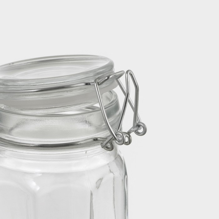 Банка стеклянная для хранения сыпучих продуктов &laquo;Угол&raquo;, 250 мл, 6&times;11,5 см, с бугельным замком