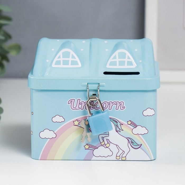 Копилка металл домик Копилка металл домик "Единорог" МИКС 10х9,5х12 см