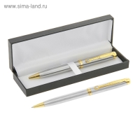 Ручка шариковая, подарочная, в кожзам футляре, поворотная, "Файт", серебристый/золотой Ручка шариковая, подарочная, в кожзам футляре, поворотная, "Файт", серебристый/золотой