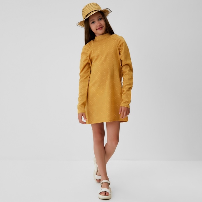 Платье детское MINAKU: Cotton collection цвет горчица, рост 134